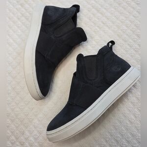 Timberland Black Suede Women's 7.5 Hightop Shoes Sneakers Crossover Detail